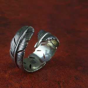 Feather Ring Antique Silver Feather Ring Silver Feather Bypass Ring image 4