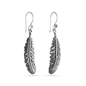 Feather Earrings - Antique Silver Feather Earrings