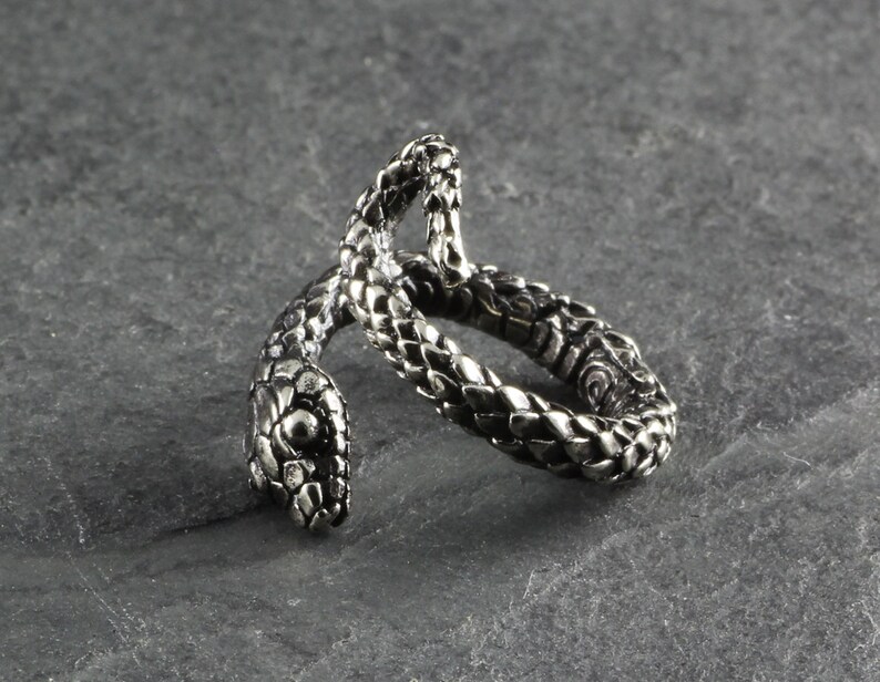 Snake Ring Antique Silver Snake Bypass Ring Adjustable Snake Ring image 3