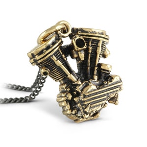 Motorcycle Engine Necklace - Bronze V Twin Engine Necklace - Motorcycle Necklace
