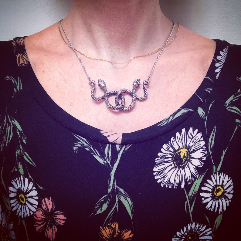 Snake Necklace Medusa Necklace Bronze Double Snake Necklace