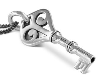 Schlüssel Halskette - Antiker Silber Schlüssel Anhänger - Gothic Schlüssel