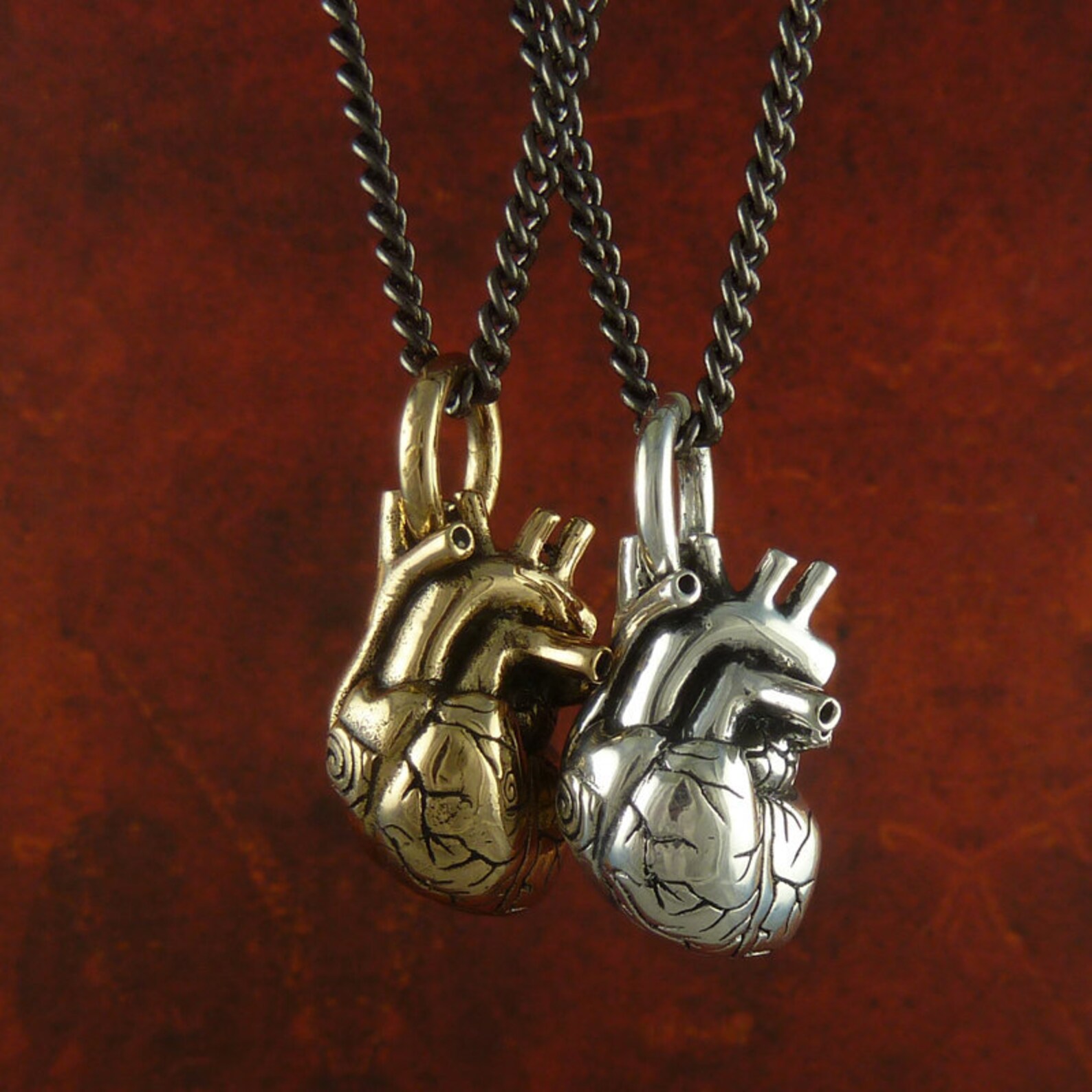 Valentine's Day Anatomical Heart Necklaces Small Size Etsy