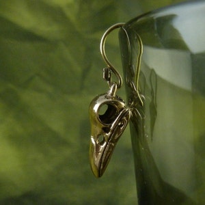 Bird Skull Earrings Bronze Raven Skull Earrings image 3