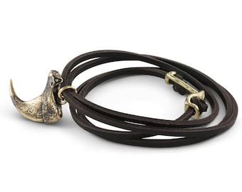 Claw Bracelet - Bronze Cougar Claw Bracelet - Leather Wrap Bracelet