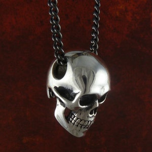 Skull Necklace for Men Antique Silver Human Skull Pendant Mens Skull Necklace image 6