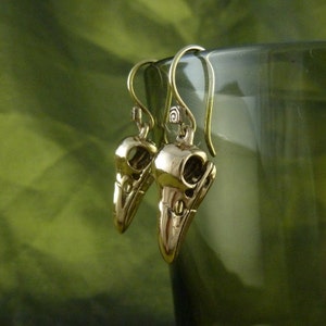 Bird Skull Earrings Bronze Raven Skull Earrings image 2