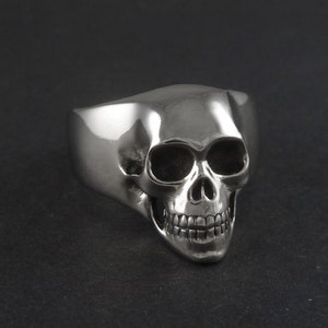 Skull Ring Antique Silver Human Skull Ring Memento Mori image 4