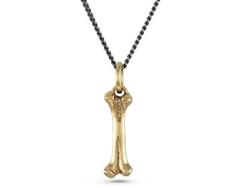 Small Bone Necklace - Small Bronze Bone Pendant - Anatomy Jewelry