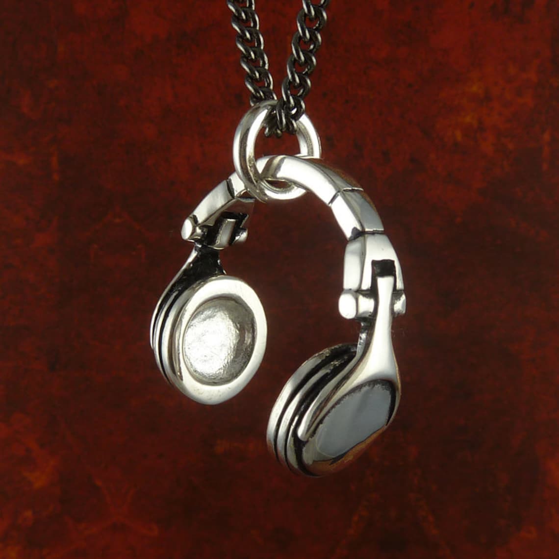 Headphones Necklace Antique Silver Headphones Pendant Etsy