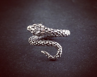 Sterling Silver Snake Ring - Adjustable Snake Ring