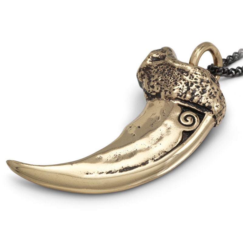 ネックレス・ペンダント Bear's two-claw necklace Two Tone Bear Claw Pendant Necklace - Solid Cast Bronze