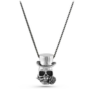Collier Pendentif Vaudou Papa Legba - Métal, Lentille Verre 3D - Chaîne 61 Cm - Cadeau Style Gothique