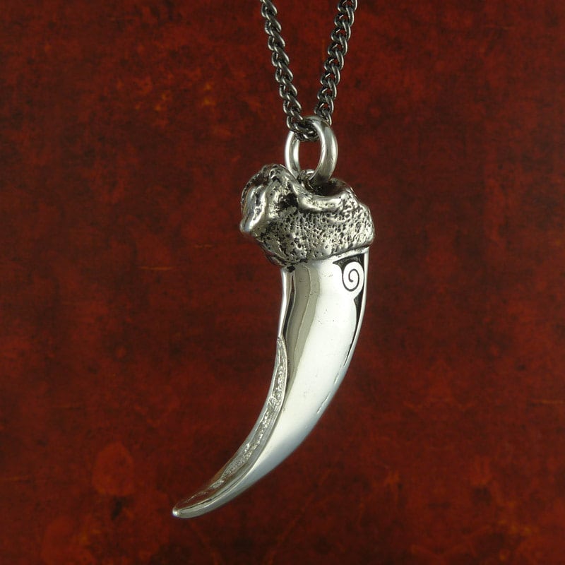 Bear Claw Necklace - Antique Silver Bear Claw Pendant - Bear