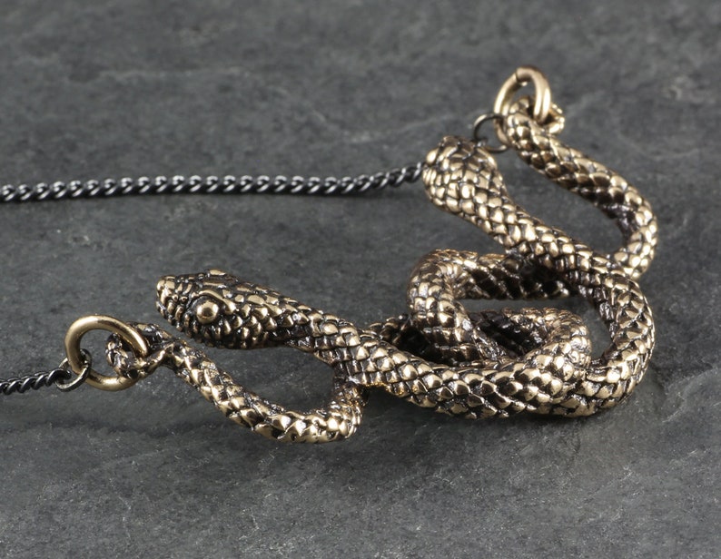 Snake Necklace Medusa Necklace Bronze Double Snake Necklace