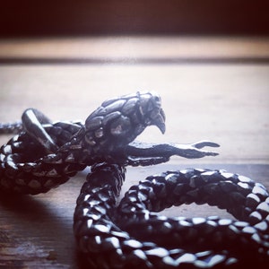 Snake Necklace - Antique Silver Coiled Snake Pendant - Spiral Snake Pendant