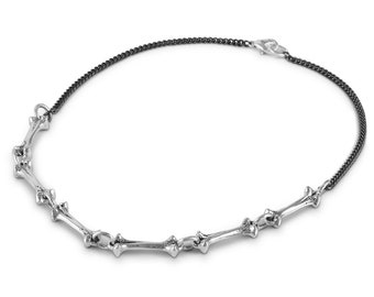 Collier Bone Choker - Choker en argent antique - Collier de sorcellerie