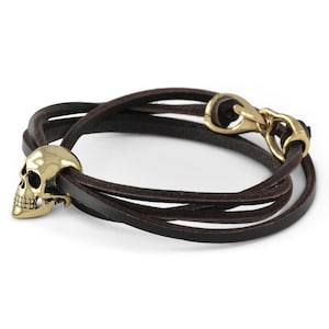 Skull Bracelet Bronze Human Skull Bracelet Punk Rock Bracelet image 1