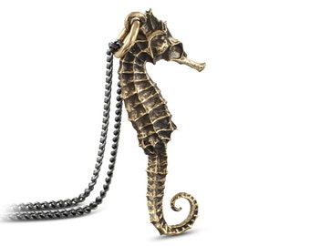 Seahorse Necklace - Bronze Seahorse Pendant - Sea Creature