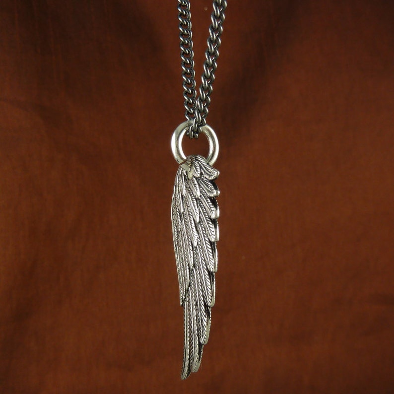 Angel Wing Necklace Antique Silver Angel Wing Pendant image 7