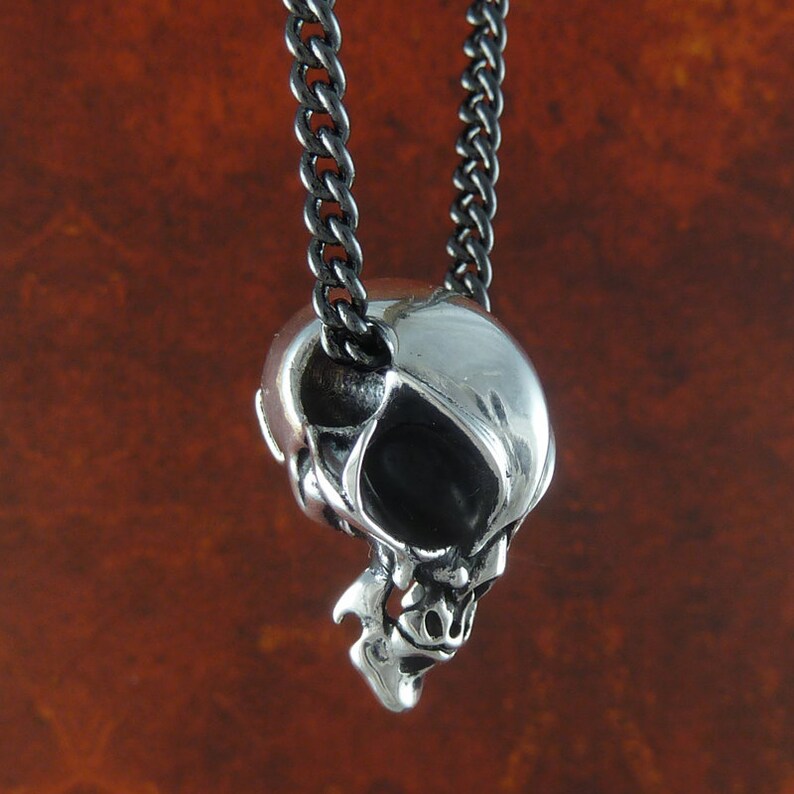 Alien Skull Necklace Antique Silver Alien Pendant Alien Jewelry image 6