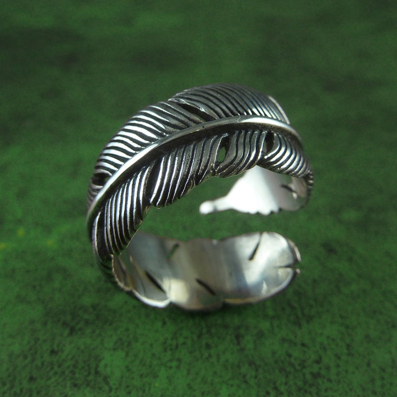 Sterling Silver Feather Ring .925 Silver Feather Ring image 5