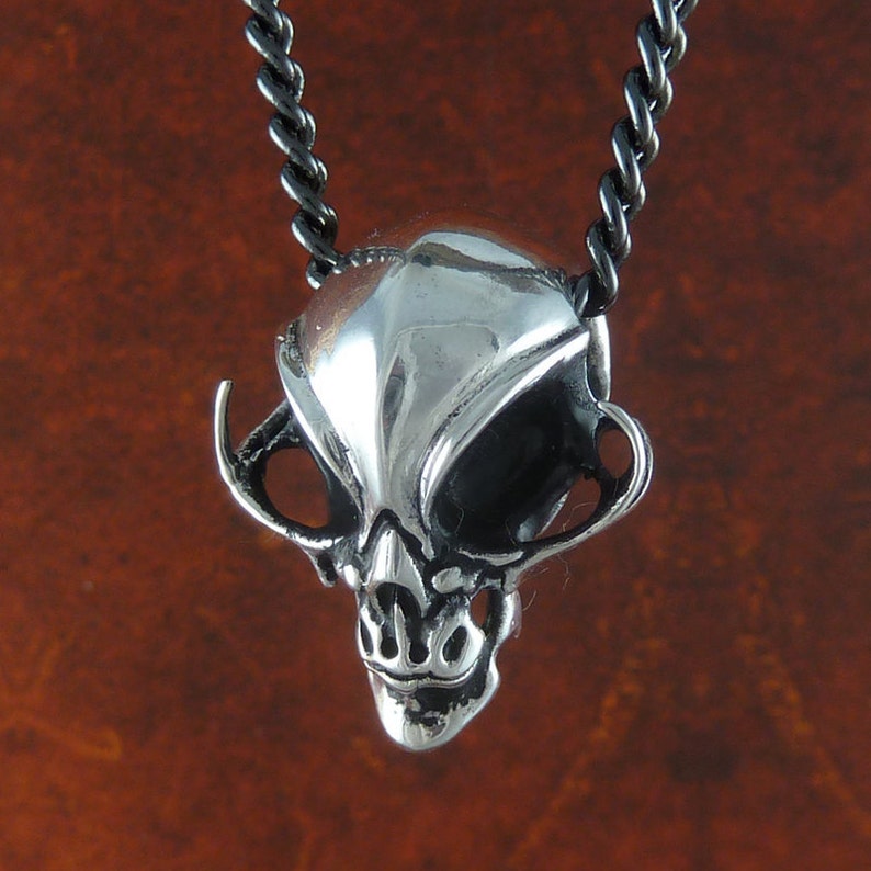 Alien Skull Necklace Antique Silver Alien Pendant Alien Jewelry image 5