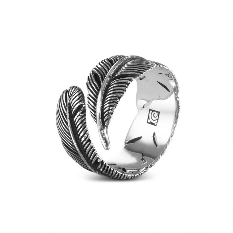 Sterling Silver Feather Ring .925 Silver Feather Ring image 2