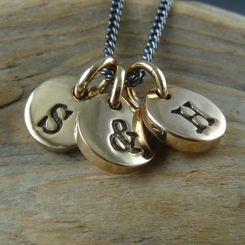 Initial Necklace Three Bronze Letter Charms Initial Charm Necklace image 6