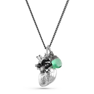 Anatomical Heart & Birthstone Necklace Antique Silver Anatomical Heart with Birth Stone image 5