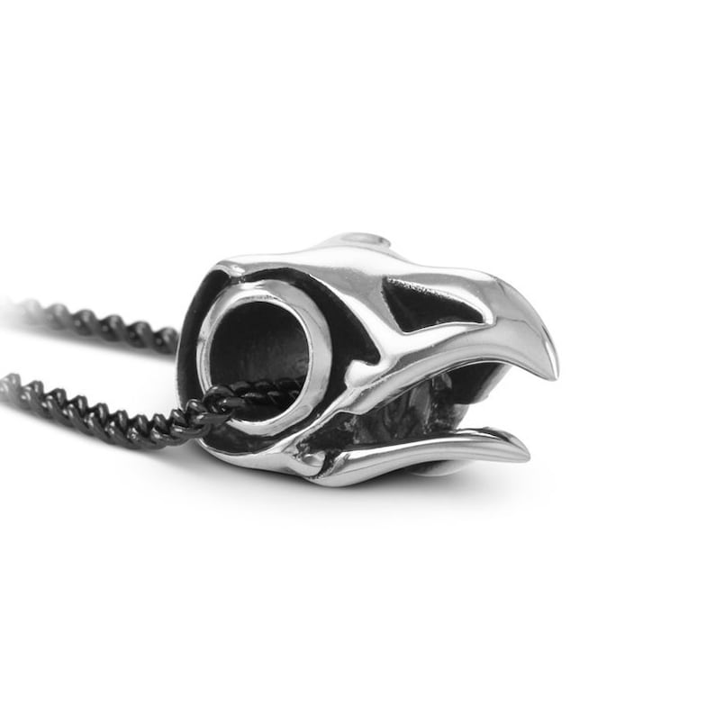 Bird Skull Necklace - Antique Silver Bird Skull Pendant image 1