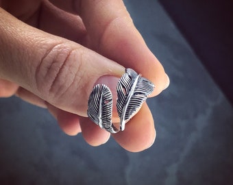 Sterling Silver Feather Ring - Adjustable Feather Ring by Lost Apostle