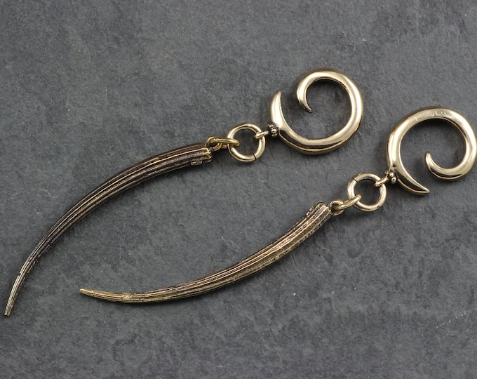 Tusk Ear Weights Bronze Tusk Gauged Earrings Tusk Gauges Etsy