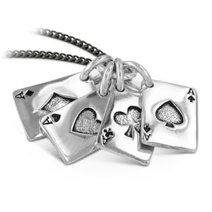 Collana di carte da gioco - Antico ciondolo di assi d'argento - Collana da poker