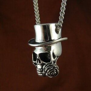 Voodoo Skull Necklace Antique Silver Skull Pendant Steampunk Skull Necklace image 4