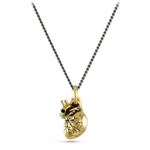 Gold Heart Necklace Small 24 Karat Gold Plated Anatomical Heart Pendant Heart of Gold image 2