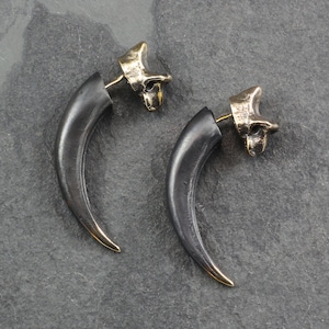 Talon Fake Gauge Earrings - Bronze Talon Earrings - Bronze Eagle Talon Earrings