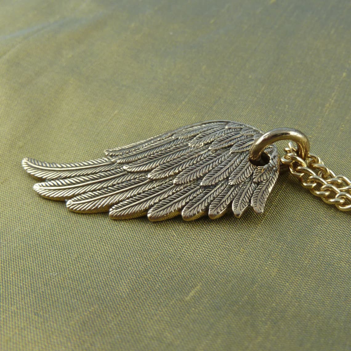Angel Wing Necklace Bronze Angel Wing Pendant Wing Etsy