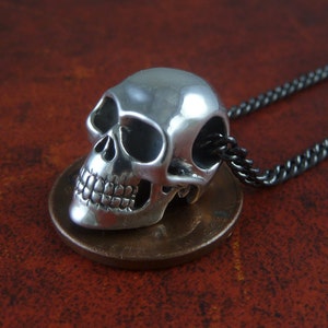 Sterling Silver Skull Necklace Sterling Silver Small Human Skull Pendant image 2