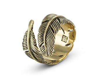 Feather Ring - Bronze Feather Ring - Feather Bypass Ring