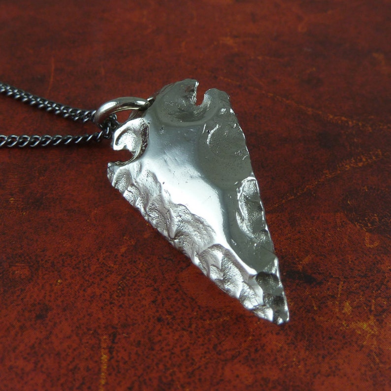 Arrowhead Necklace White Bronze Arrowhead Pendant Etsy