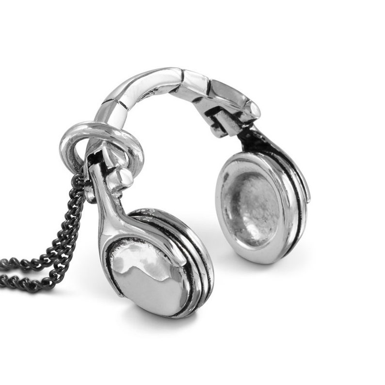 Headphones Necklace Antique Silver Headphones Pendant Etsy