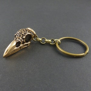 Bird Skull Keychain Bronze Raven Skull Keychain image 1