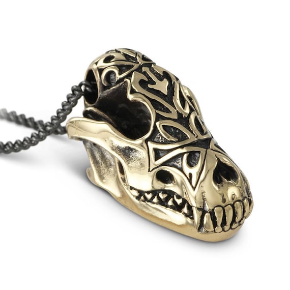 Wolf skull necklace clearance
