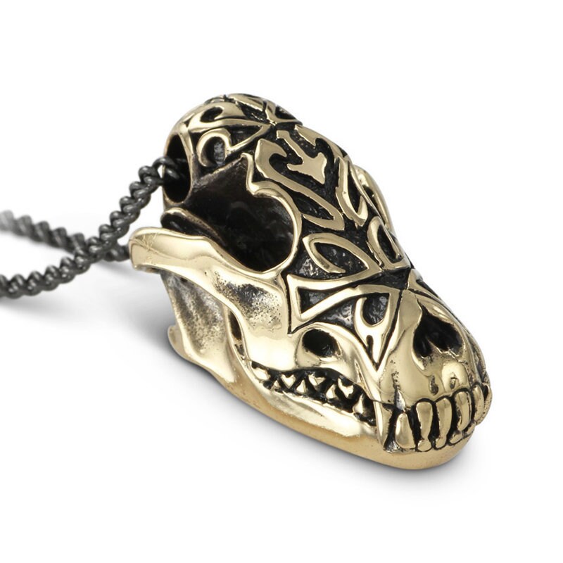 Wolf cheap skull necklace