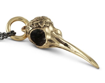 Hummingbird Skull Necklace - Bronze Hummingbird Skull Pendant
