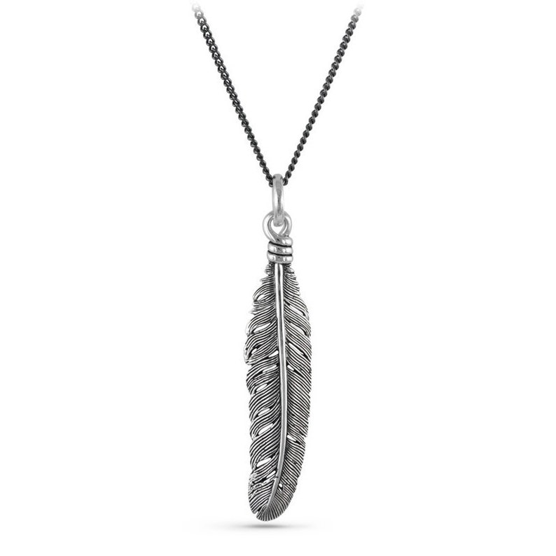Silver Feather Necklace Antique Silver Feather Pendant Feather Jewelry image 2