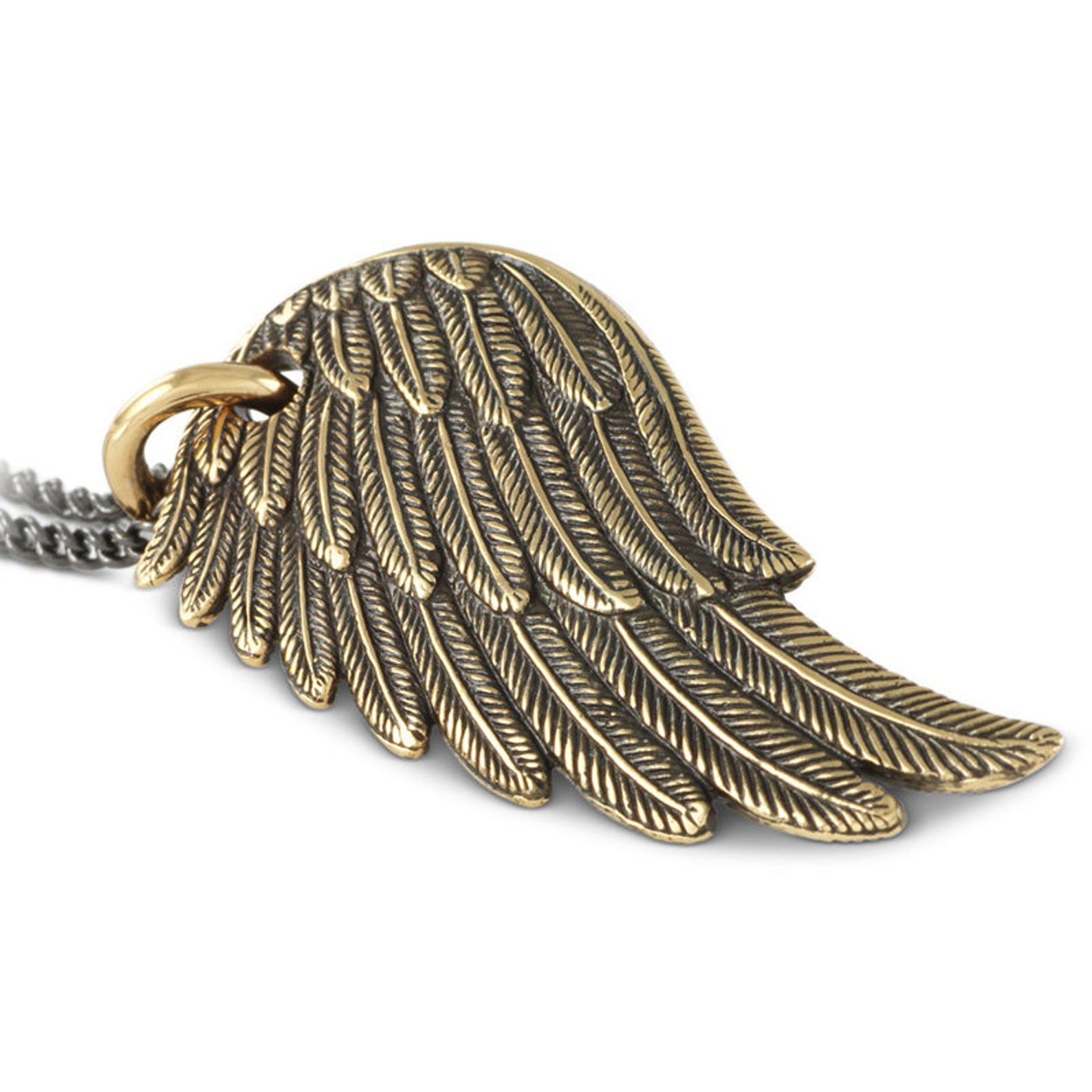 Angel Wing Necklace Bronze Angel Wing Pendant Wing Etsy