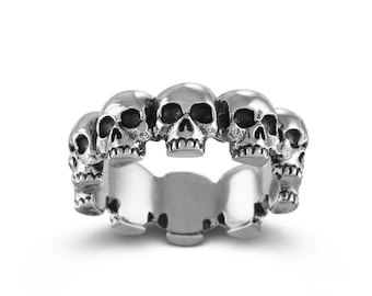 Skull Ring - Antique Silver Multi Skull Ring - The Ring Of Skulls