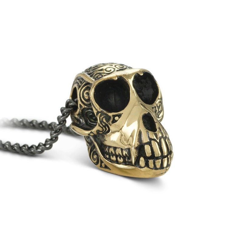 Monkey Skull Necklace Bronze Monkey Skull Pendant Monkey Jewelry image 1